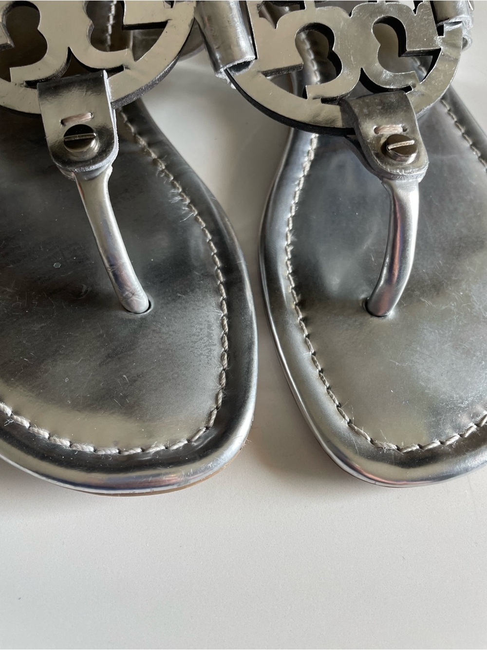 Tory Burch Miller Sandals in Silver Argento Size 7 - Picture 10 of 10